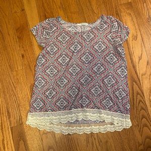 Knit Top with Lace Hem